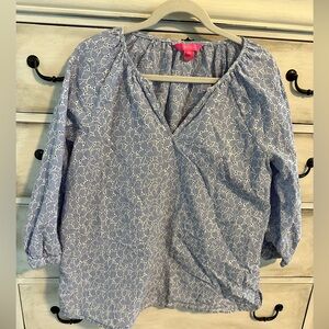 EUC Lilly Pulitzer Top Medium Blue Eyelet